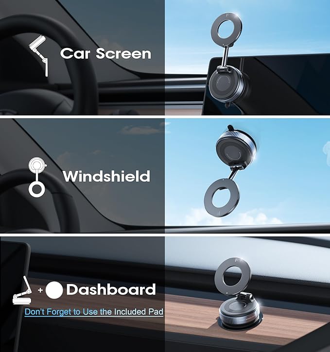 REOKILY 2026 Upgraded Vacuum Magnetic Car Phone Holder 360° Reinforced 96LBS Ultra Suction Cup Phone Mount for MagSafe Cell Phone Holders for Your Car/Gym/Mirror Mount for iPhone & Android