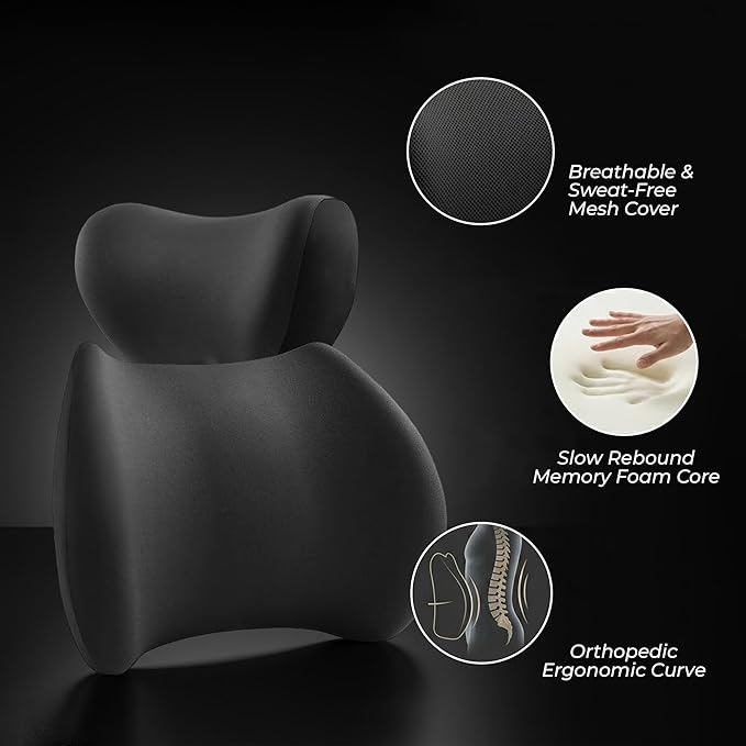 Nazarian Memory Foam Car Seat Cushion for Back Pain & Lumbar Support Pillow – Ergonomic Back Pillow for Car - Comfortable Car Pillow for Driving - Lumbar Pillow for Car - Car Seat Cushion