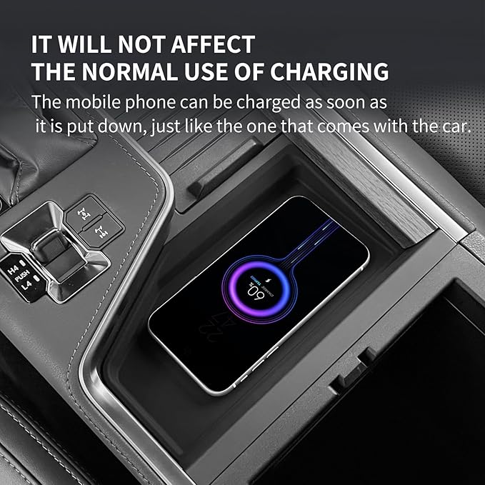 smabee 3PCS Fit for 2024 2025 2026 Lexus GX 550 GX550 Center Console Cool Box Organizer + Wireless Charging Protective Mat + Cup Holder Insert Accessories Black