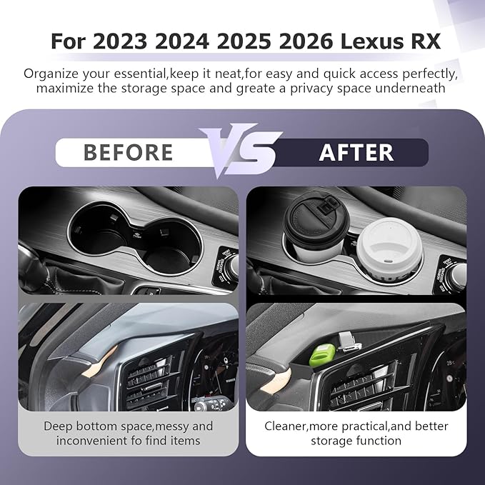 LUWU 2026 RX Dashboard Non-Slip Mat Center Console Cup Holder Compatible with 2023 2024 2025 2026 Lexus RX350/RX450/RX500 Accessories Silicone Protective Pad Liner Protective Pad 2-Pack