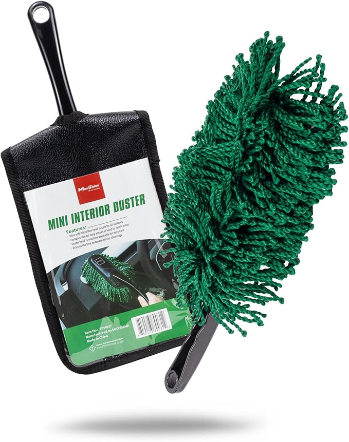 Maxshine Universal Mini Microfiber Car Duster – Interior Dusting Tool for Cars, Trucks & SUVs – Safe on All Surfaces – Gently Removes Dust, Dirt & Debris – Reusable Auto Detailing Brush