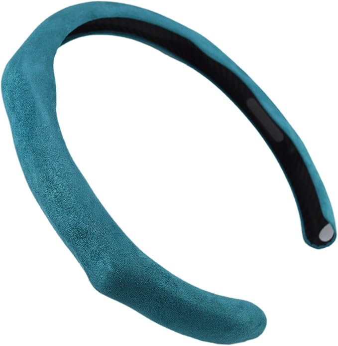 Quick Install Sporty Lake Blue Suede Steering Wheel Cover Universal fit Any 14 ½ to 15 inches Car SUV Pickup Azure Blue Cerulean Cyan