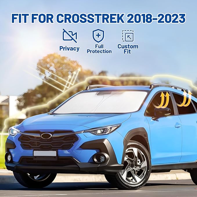 Car Window Shades for Subaru Crosstrek 2018-2023 Accessories - Full Set 8PCS Side Window Sunshades with Memory Frame & Blackout Fabric, Privacy UV Shield for Camping/Travel