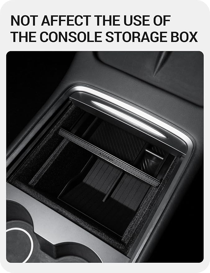 BASENOR Lower Center Console Organizer Tray for Model Y Model 3 (Proprietary Design) Bottom Storage Box Fit 2021-2024 Model Y 2021-2023 Model 3