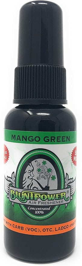 BluntPower (Mango Green, 1 Pack) Concentrated Air Freshener for Room and Car Spray - Oil-Based Diffuser Spray Bottle - Long-Lasting Bathroom Spray, Car Freshener, & Odor Eliminator Spray