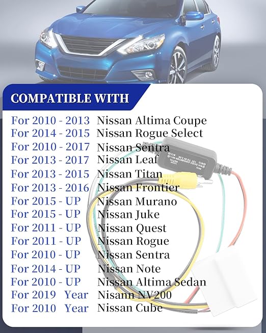 UX-NI006 Backup Camera Retention Wire Harness Compatible with Nissan Frontier Altima Murano Rogue Titan Juke Sentra Cube Quest Leaf Car Audio & Video Input Adapters Includes 12v to 6v Converter