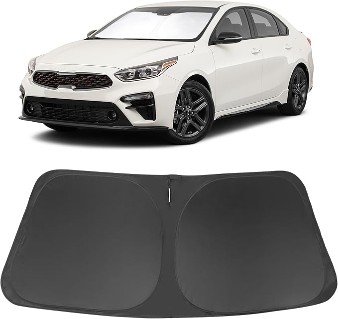 Windshield Sun Shade Custom Fit for 2019-2023 2024 2025 Kia Forte Accessories Foldable Sunshade Sun Blocker Protect Car from Sun Rays & Heat Damage Keep Car Cooler