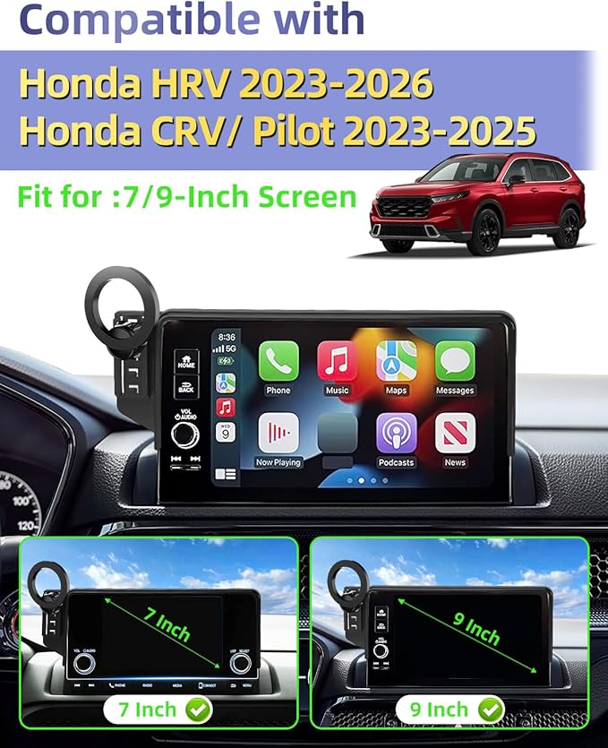 PZK Car Phone Mount for Honda HRV 2023-2025 2026/CRV 2023-2026/ Honda Pilot 2023-2026 Accessories 7/9-inch Screen Compatible with MagSafe HR-V CR-V Car Phone Holder Not Affect Air Vent
