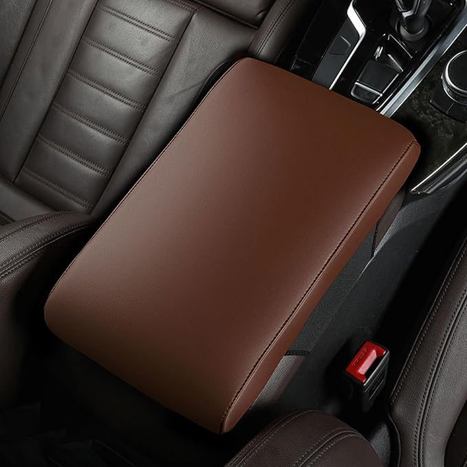 Car Armrest Cover Pad for Mazda CX-5 2012–2025 Premium Leather Center Console Armrest Cushion Pad Anti-Scratch Waterproof Auto Interior Accessories Light Brown