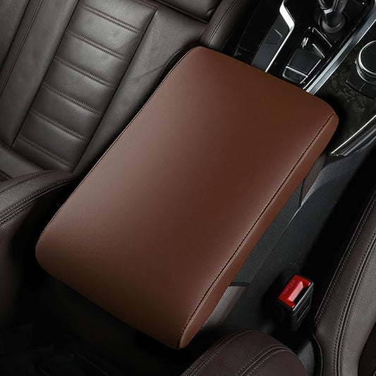 Car Armrest Cover Pad for Mazda CX-30 2020–2025 Premium Leather Center Console Armrest Cushion Pad Anti-Scratch Waterproof Auto Interior Accessories Light Brown