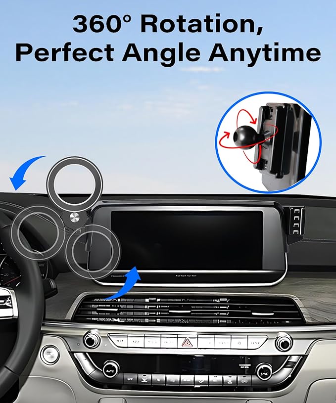 Car Phone Holder for KIA Telluride 2019 2020 2021 2022 Accessories Apply to 10.25 Inch Touch Screen Fixed Clip MagSafe Passenger Cell Phone Mount Handsfree 360° Rotation