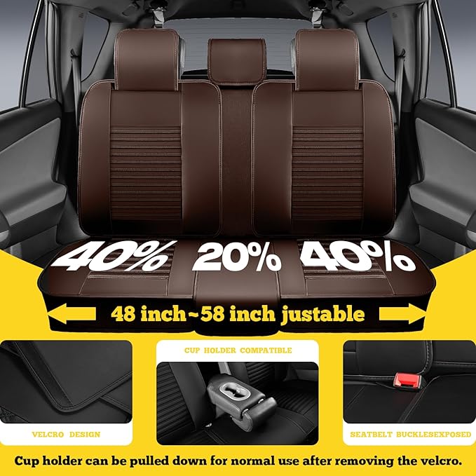 LINGVIDO Front Car Seat Covers, Faux Nappa Leather, Airbag Compatible and Waterproof Protectors for Sedans SUVs, Breathable Anti-Slip Interior for Commuters and Rideshare, Brown