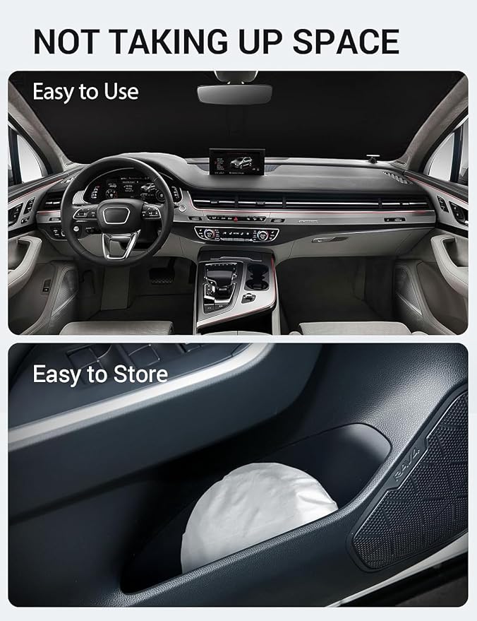 Proadsy Windshield Sun Shade for 2016-2025 2026 Audi Q7 Foldable Front Sunshade Protector Sun Visor Blocks UV Rays Keep Car Cooler