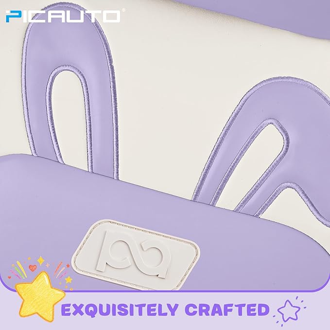 PIC AUTO Car Seat Covers, Cute Rabbit Premium Purple Leather Seat Covers, Universal Fit Front Seat Covers for Cars, Trucks, SUVs, Soft & Wear-Resistant Auto Interior Protection with Airbag-Compatible