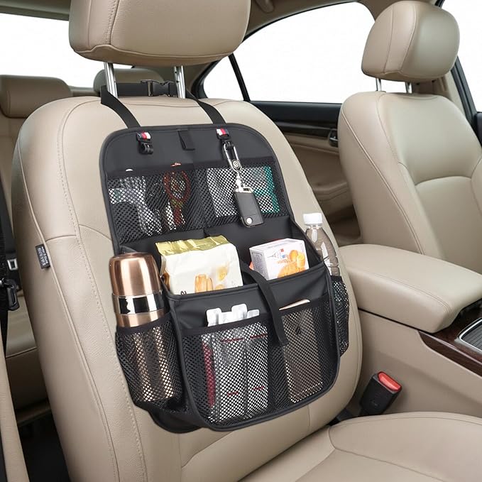 Viaviat Hanging Car Trunk Organizer and Storage, Premium Faux Leather Large Capacity Storage Accessories, Backseat Car Organizer for SUV/MPV/Truck (1, Black)