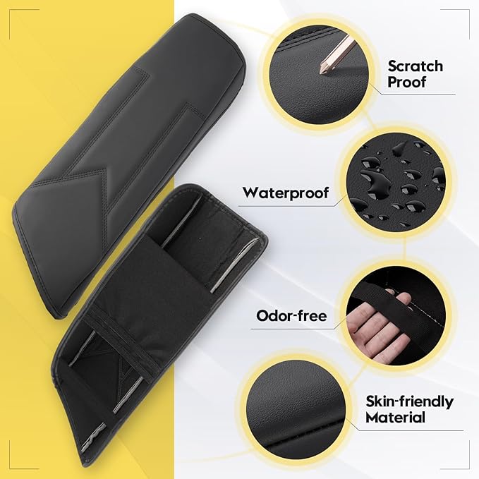 FIILINES Center Console Cover for Toyota Camry 2018-2024 Armrest Cover Pad with Hidden Pockets, Anti-Scratch Cushion Protector Camry Accessories