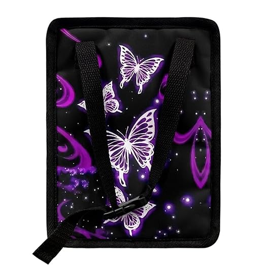 BIGCARJOB Purple Butterfly Car Trash Bin Bags Hanging Accessories Storage Bag for Women Girly Cute Butterfly Car Trash Can with Lid Collapsible Reusable Bin