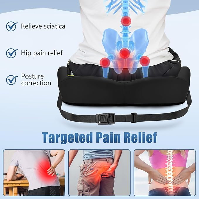 Car Seat Cushion for Truck and Car Drivers - Prevents Bedsores & Relieves Long-Drive Pain, Therapeutic Support for Sciatica, Hemorrhoids, Tailbone and Prostate, Enhanced View with Anti-Slip Base