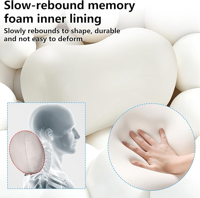 Car Neck Pillow Ergonomic Design Memory Foam Softness Car Headrest Pillow for Neck Support Cushion for Driving, Universal Fit Head Rest Travel Pillow, Fits All Vehicles, Gray, 1 Pack