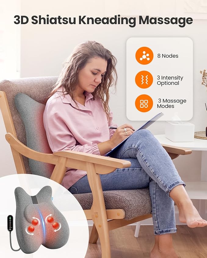 CILI Back Lumbar Support Pillow for Office Chair, Desk Chair Lumbar Back Support with Massage & Heating Function, Memory Foam Lumbar Pillow for Home Office Use