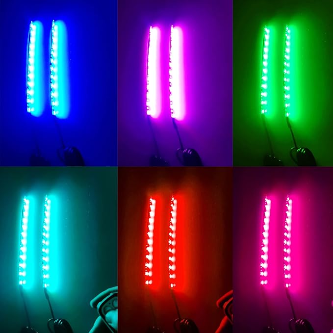 2Pcs 6LEDs Motorcycle LED Light Strips- RGB Multi-Color Accent Glow Neon Ground Effect Lights lamp for Motorcycle led Light Kits,ATV Car Golf cart LED Underglow Strip Lights