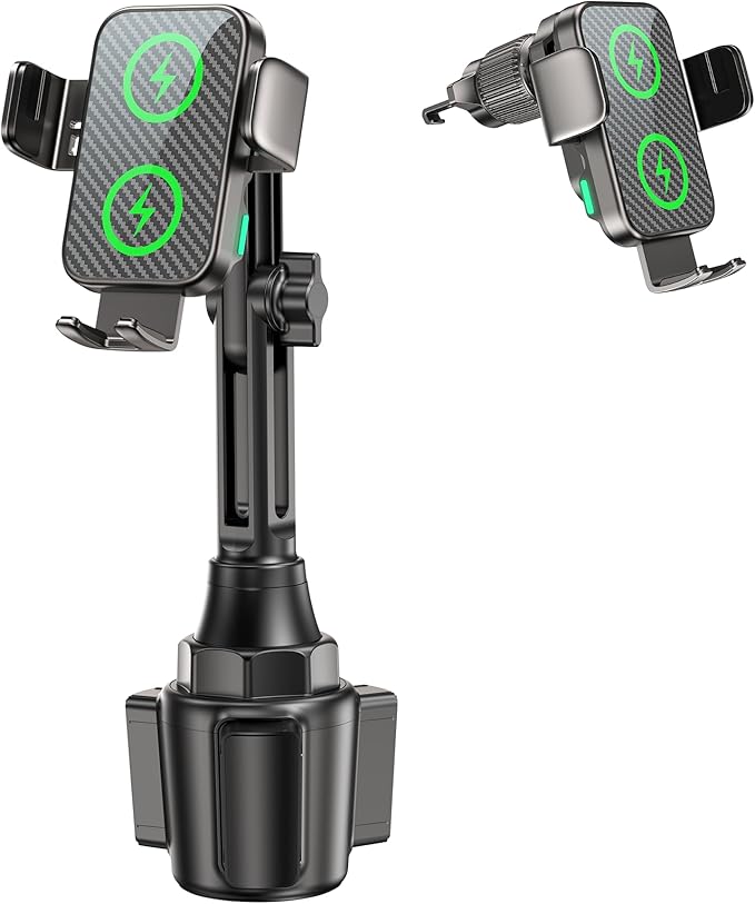 Dual Coil 15W Cup Phone Holder Mount,Wireless Car Charger Auto-Clamping Fast Charging Vent Phone Holders for Your Car for iPhone 17/17Pro/17Pro Max/16/15/14/13,Samsung Flip S25 S24 S23 S22 Ultra