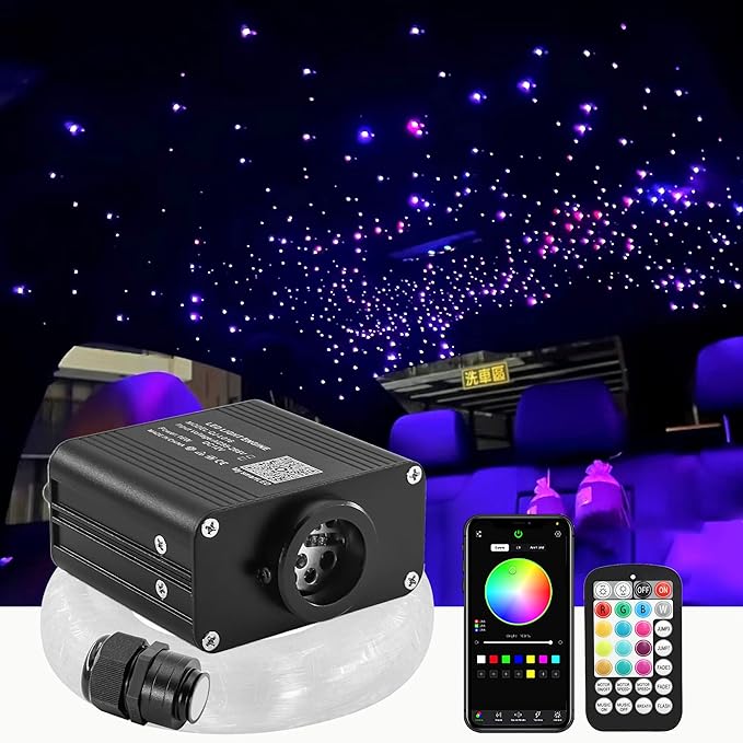 ATOKEE 16W Starlight Headliner Kit Mixed 450pcs 13.1ft, Twinkle Compact Size Fiber Optic Star Lights for Car Interior Roof with APP/Remote Control