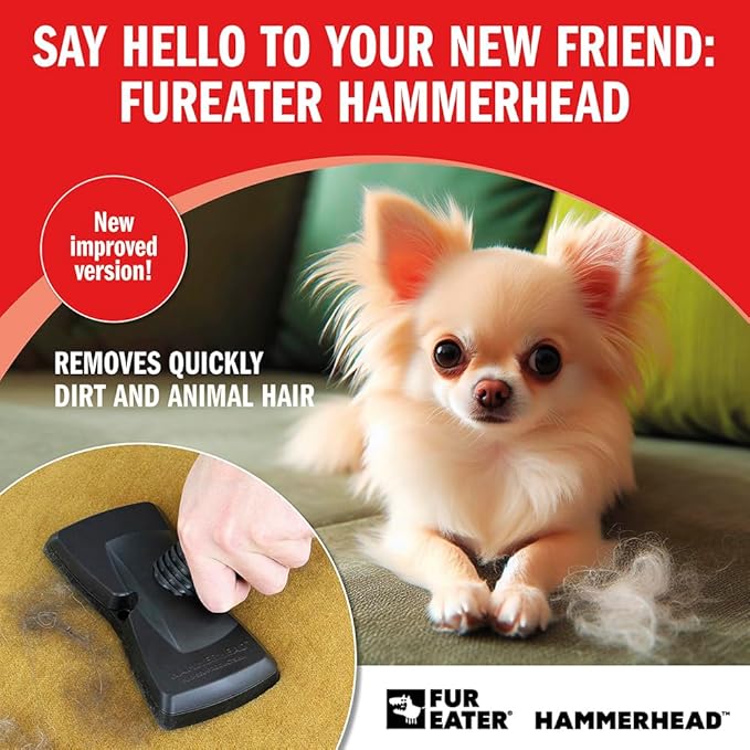 Vacuum Cleaner Brush Attachment for Removing Pet Hair (2.0 Improved Version) Cats & Dogs Lint Remover for Furniture, Carpets, Car Detailing, Universal Fit with Adapter 1 1/4 and 1 3/8 inches