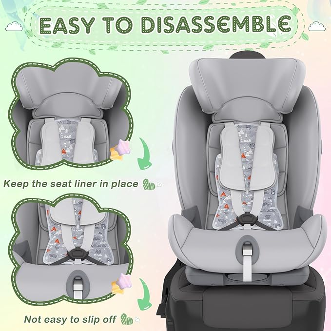 Pinkunn Gel Car Seat Baby Cooling Pad for Summer Breathable Stroller Cooler Pad Multifunctional Carseat Cooling Mat for Baby Child Dining Chair Safety Seat Stroller(Gray,Forest)