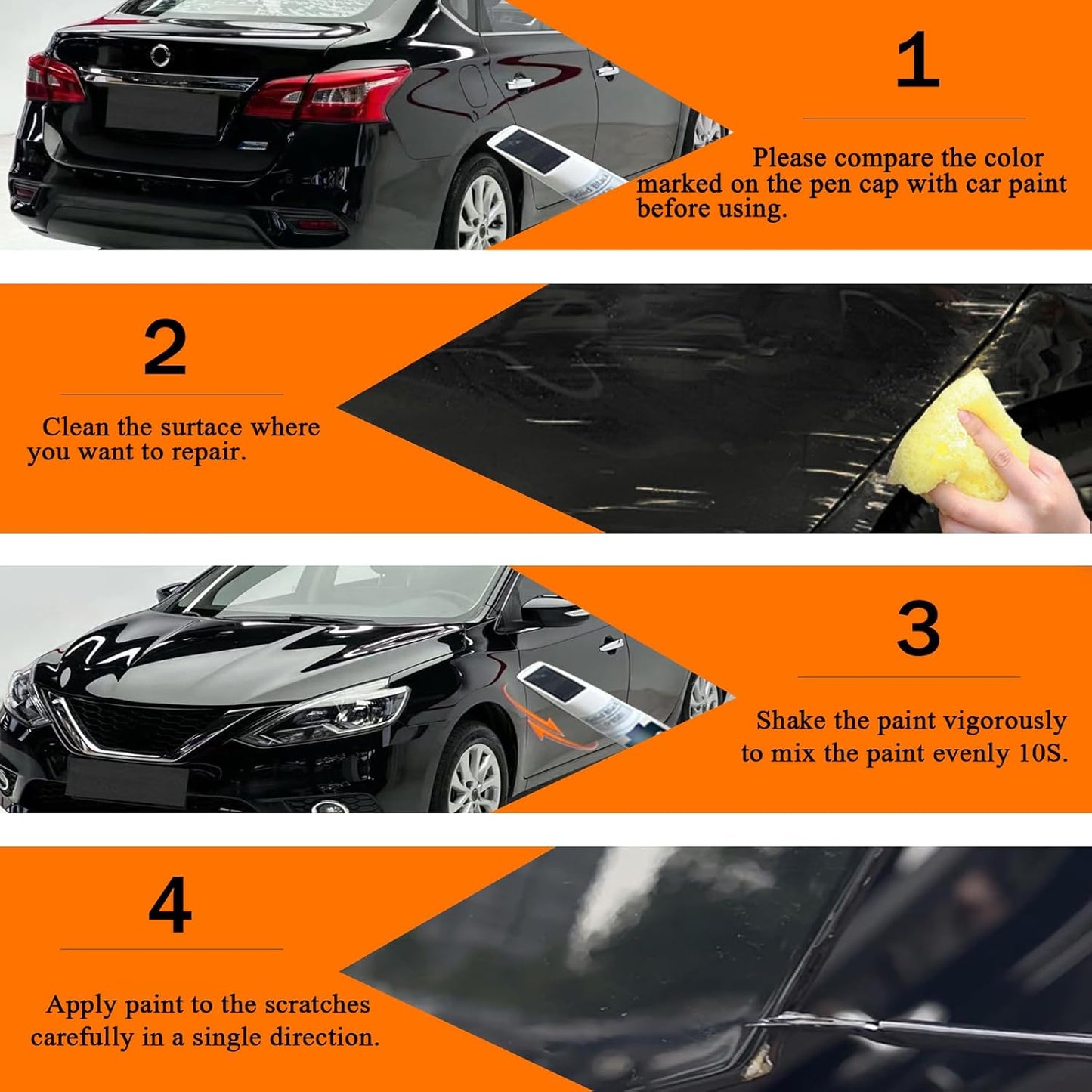 KAD Gun Metallic Touch Up Paint for Nissan, Car Paint Pen Scratch Repair Two-In-One Touch Up Paint, Premium Car Scratch Remover for Deep Scratches