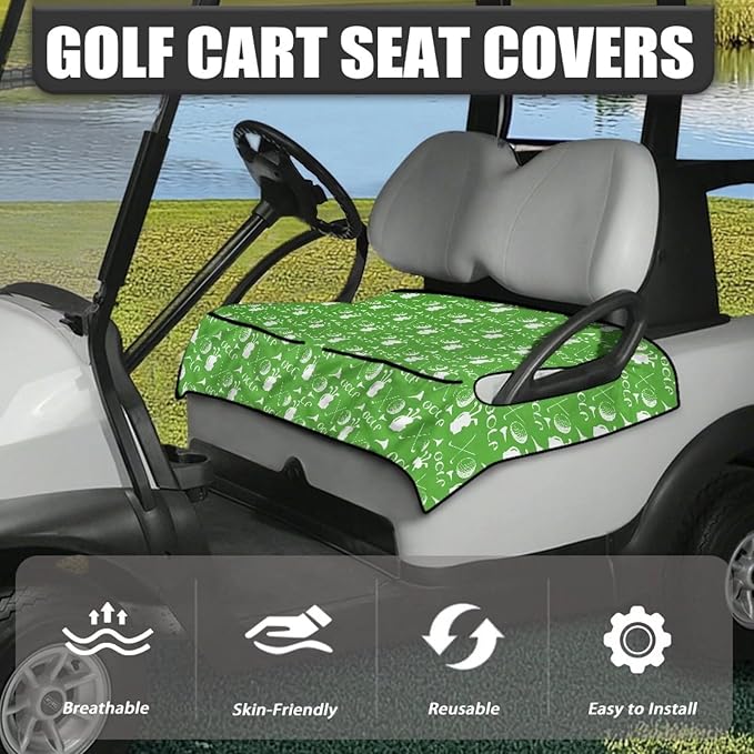 Biyejit Golf Cart Seat Covers with 4 Pockets Golf Cart Seat Towel Blanket Fits 2-Seat Golf Carts, Golf Cart Accessories