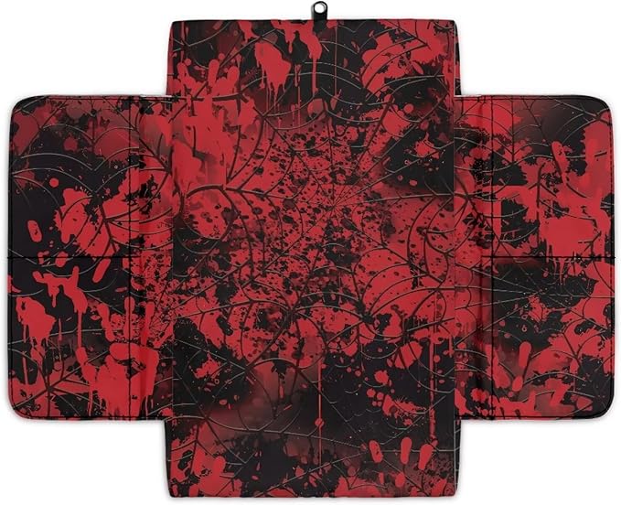 Wanyint Bloody Print Cobweb Auto Center Console Cover Armrest Seat Box Cover Protector with 4 Storage Bags Middle Console Pad Arm Rest Covering for Car Side Storage Box for Women Men