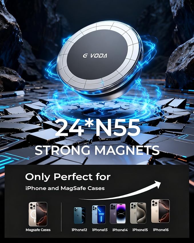 Fits Magsafe Car Mount for Car Dash&Tesla Screen[All-Metal] Ultra Magnetic Phone Holder for car, 360° Adjustable Car Phone Mount for Phone & Android（Metal）