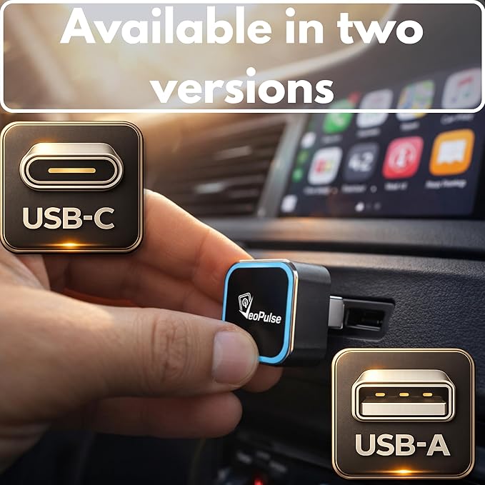 C-Pro [Native USB-A] Wireless CarPlay & Android Auto Adapter – Dual-Phone Memory (Couples), Zinc Alloy, 5GHz WiFi – Direct Plug for Standard Ports