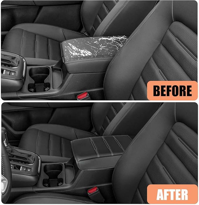 For Honda CRV 2026 2025 2024 2023 Center Console Cover - Vegan Leather Soft Armrest Protector for Honda CR-V LX EX Sport Hybrid EX-L Sport Touring Hybrid Accessories 2023-2025 2026 (Gray Stitches)
