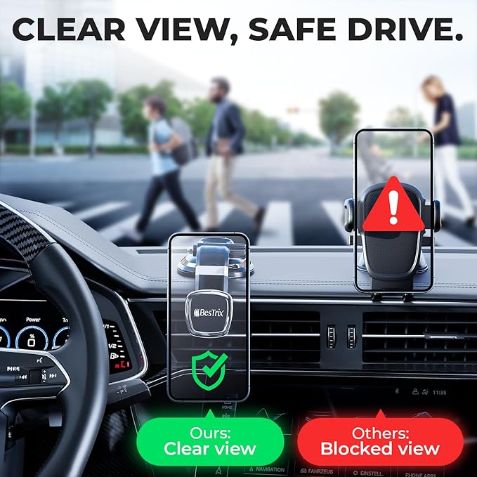 BESTRIX Phone Holder for Car, Magnetic Car Phone Mount | Dashboard Car Phone Holder Compatible with iPhone 15, 14,13,12,11Pro,Xr,XS Pro MAX Galaxy S24 23 22 21 20 Ultra Note S8 S9 S10 & All Smartphone