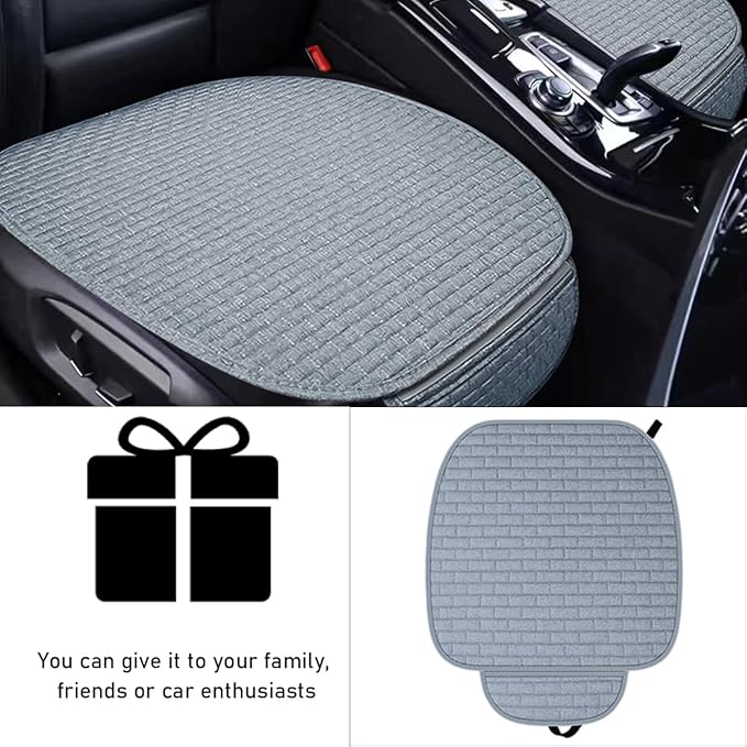 2PCS Car Seat Bottom Cover Pad, Comfortable Auto Front Seat Button Cushion Pad with Pocket, Breathable Vehicle Seat Protector Mat, Universal Truck SUV Van Car Accessories (Gray)