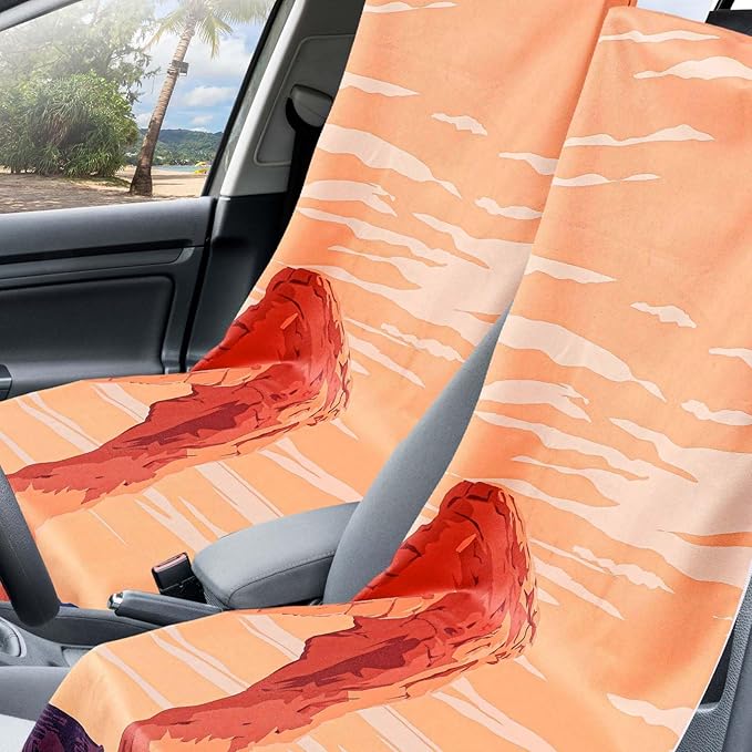 2 Pack Car Seat Towel Covers with Storage Bag 63 x 32 Inch Athletic Running Towel Seat Sweat Washable Non Slip Cover Gift for Car Outdoor Sport Activities (Arch)