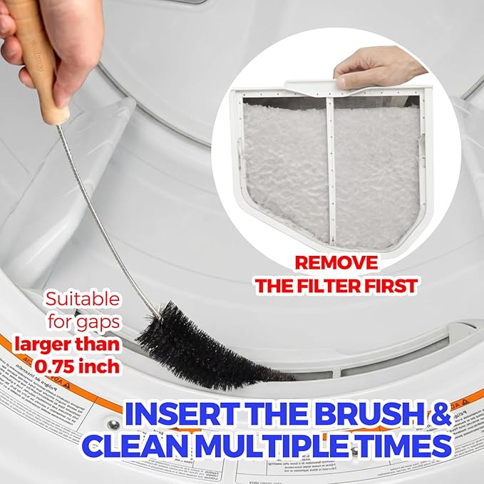Holikme Dryer Vent Cleaner Kit, 3 Pieces Dryer Lint Brush- Household Supplies 304 Stainless Steel Cleaning Brush Home Essentials Crevice Brush for Lint Trap