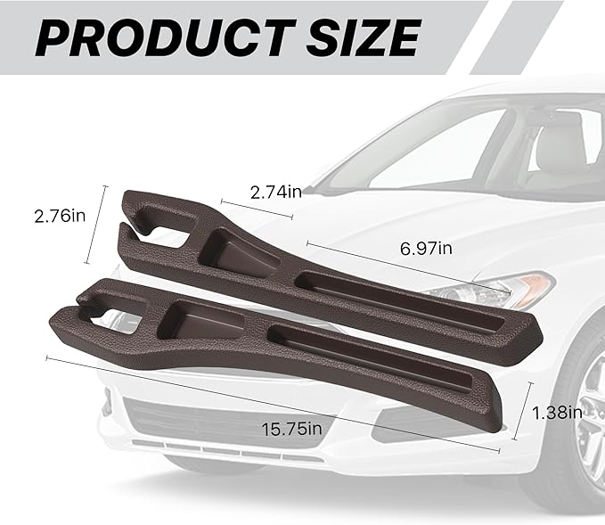 Car Seat Gap Filler Organizer, 2PCS Multifunctional Vehicle Fill Gap Blocker with Storage Slot Between Seat Console, Anti-Drop Auto Interior Organization, Universal for SUV Truck Sedan(Brown)
