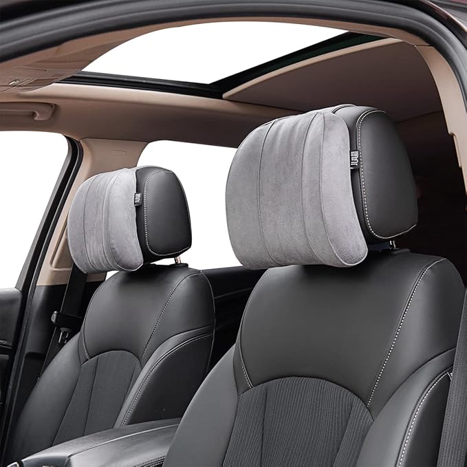 Premium Car Headrest Pillow Suede Memory Foam Neck Support for Drivers Ergonomic Auto Pillow with Slow Rebound Comfort