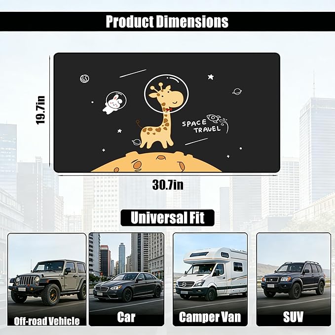 Magnetic Car Window Shade for Baby,Blackout Car Window Curtain,Car Shades for Side Windows,Sun Shade for Car Window Baby,Cartoon Pattern Car Window Covers,UV Protection &Heat Blocking(Space Travel)