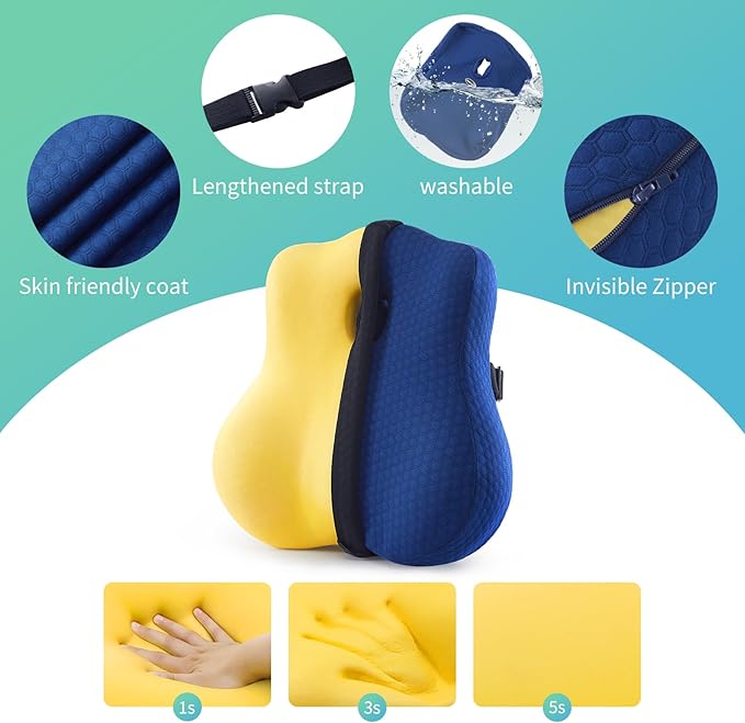 seeknow Lumbar Support for Chair Back Support for Couch Lumbar for Car Office Chair Back Cushion for Lower Back Pain Memory Foam Back Rest for Desk Chair, Recliner, Car Seats