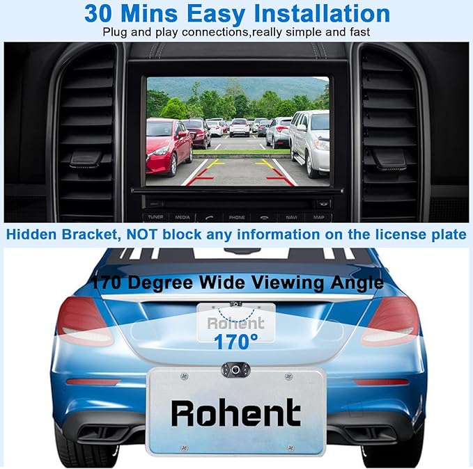 HD 1080P Backup Camera for Cars - Night Vision, 170° Wide Angle, Waterproof, Easy Installation, Clear Image for Trucks, SUVs, Vans, Sedans - Enhanced Parking Safety