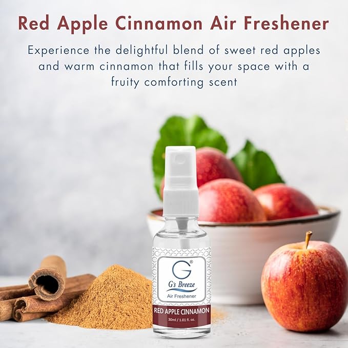 G's Breeze Red Apple Cinnamon Air Freshener – Blend of Ripe Apples & Spicy Cinnamon Scent – Cozy and Inviting Fragrance for Home, Car, or Office – Long-Lasting Freshness for Every Season