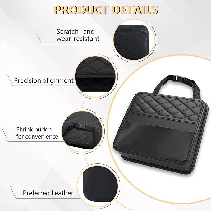 Car Seat Back Organizer,Seat Back Hanging Bag,Waterproof Leather Backseat Storage Pocket,Multipurpose Backseat Organizer,Auto Travel Essentials Accessories for Kids & Adults for Most Vehicles