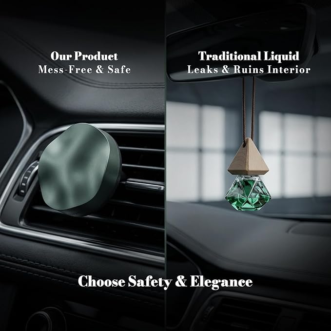 THEDOTS Silver Car Vent Clip Air Freshener, Reusable Car Scent Diffuser, Car Accessories, Frosted Ebony Scent