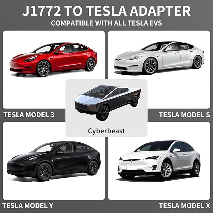J1772 to Tesla Charger Adapter,for Tesla Model-3/Y/X/S with Safety Certified Charger Connecting Charging Adapter, Max 80A 250V Fast Charging,IP65 Waterproof,Optimal Fit,Easy Setup[Only for Tesla Car]