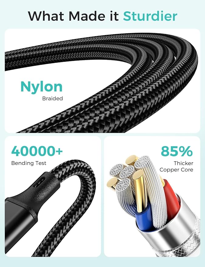 Amasuki Travel Essentials,4 in 1 for Apple Watch Charger/iPhone Charger/Multi Charging Cable,Vacation RV Camping Essentials,USB C/L/Micro Portable Charger for iWatch 11-1/iPhone 17-12,Car&Gift-Black
