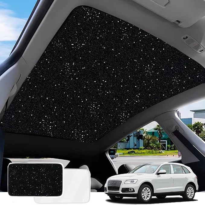Car Sunroof Compatible with Q5 2009-2017 5-Door SUV, Foldable Glass Roof Sunshade with Storage Bag, Heat Insulation Sun Protection Roof Interior Sunshade